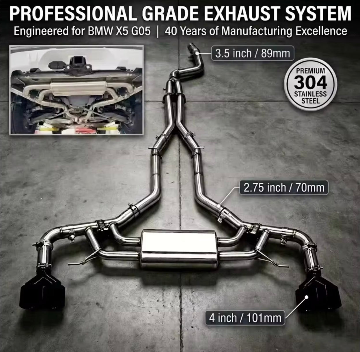 Full Performance Valved Exhaust System - bmw X5 G05 X6 G06 B58 3.0T