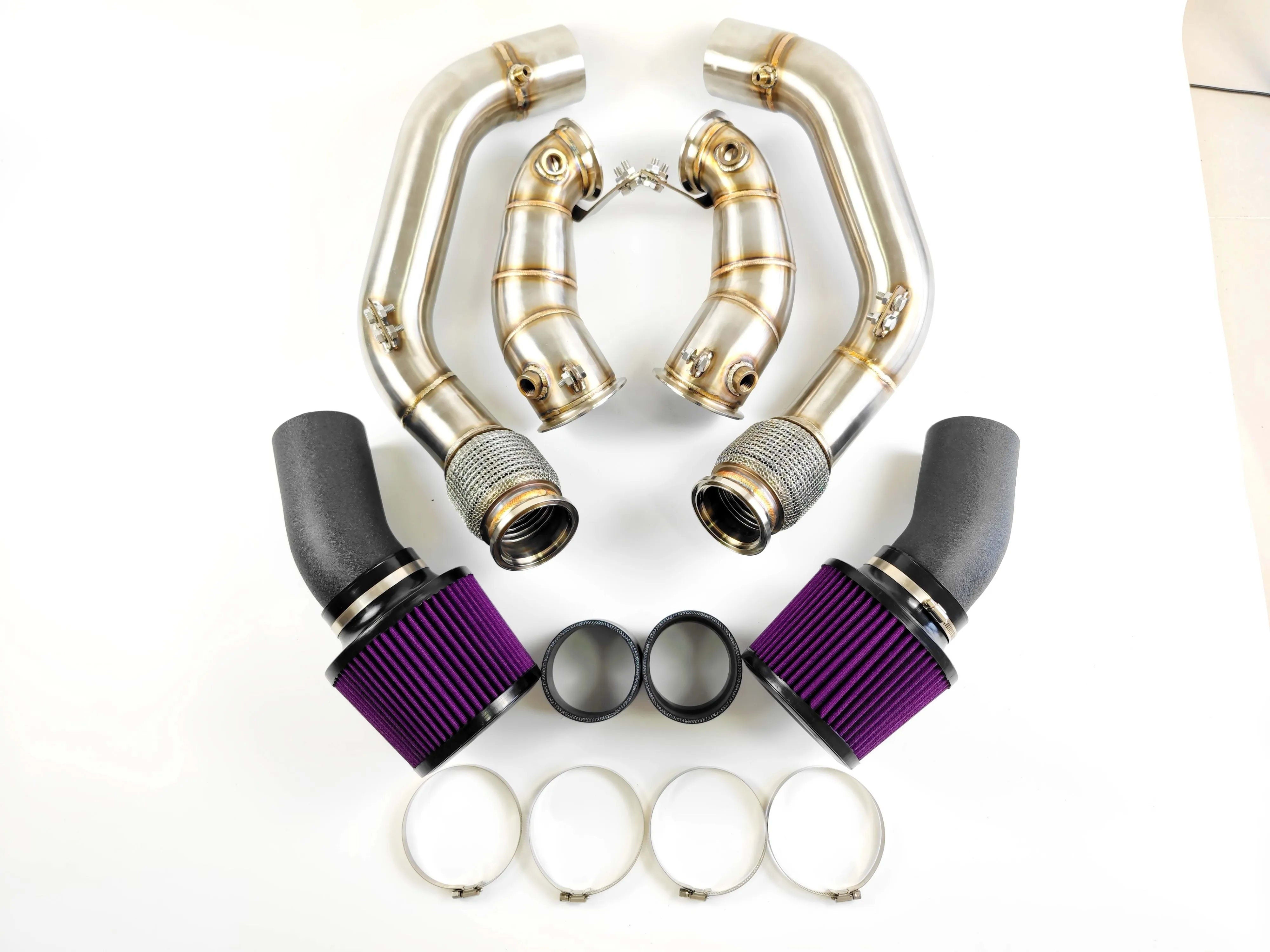 BMW M5 F90 / M8 4.4T S63 Engine Exhaust Downpipe w/ Air Intakes