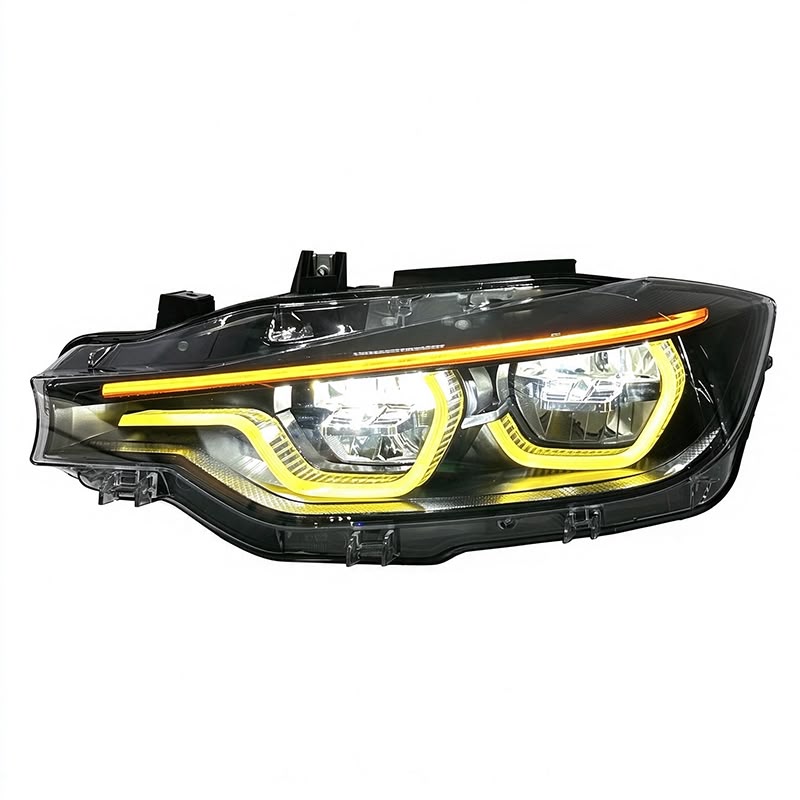 LED F8X Style M3 M4 Yellow/White Switchback DRL Color Headlight Replacement Set Upgrade - BMW F30 F31 3 Series 2012–2018