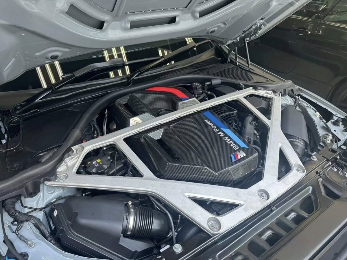 Carbon Fiber Engine Cover w/ M Stripe -  BMW G87 M2, G80 M3, and G82 / G83 M4