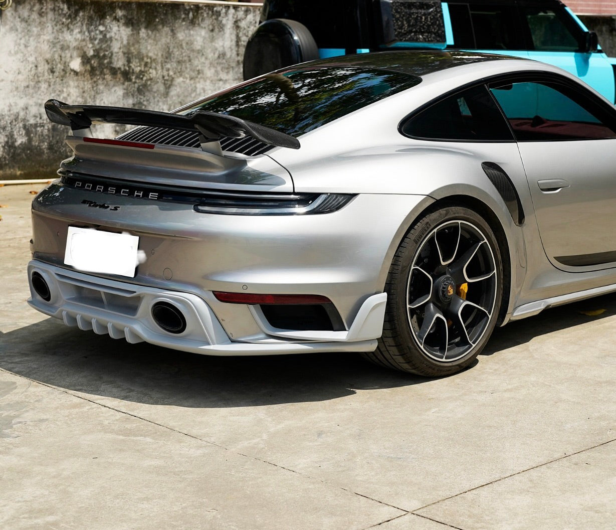 Prepreg Carbon Fiber Rear End DuckTail Spoiler Wing / engine cover Kit - Porsche 911 992 Turbo S