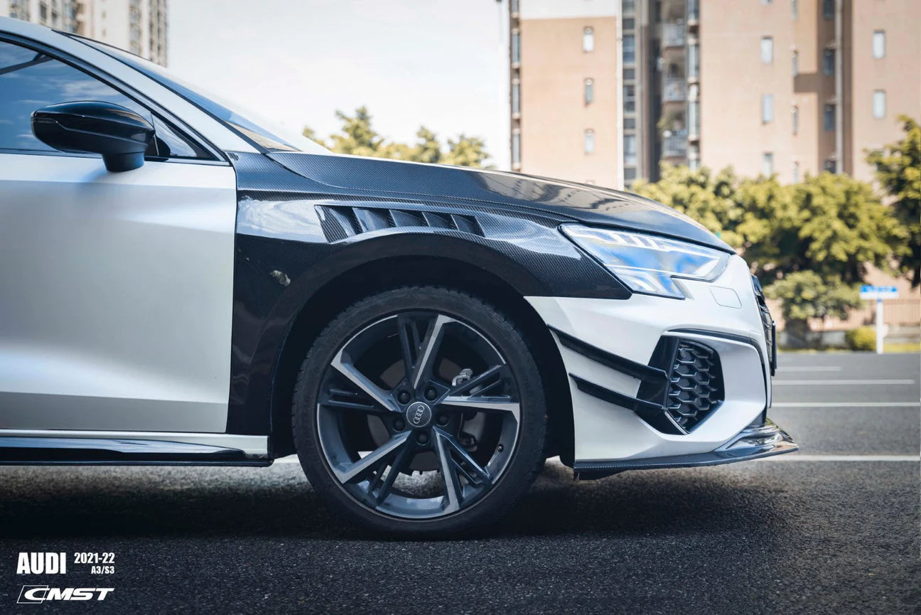 Pre-preg Carbon Fiber C style vented Front Fenders Replacement - Audi S3 A3 8Y 2021-2024