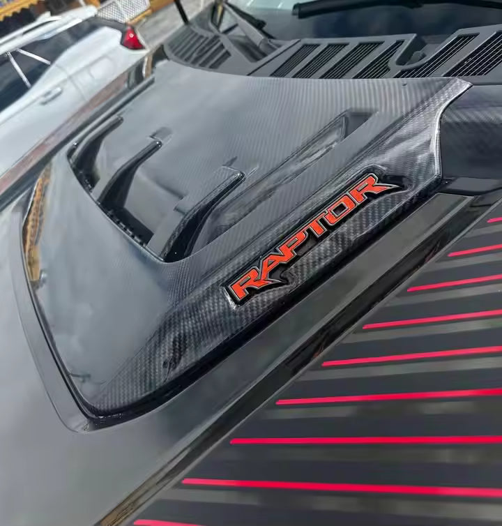 Carbon Fiber Engine Hood Cover Trim - Ford F-150 Raptor 2021-2025