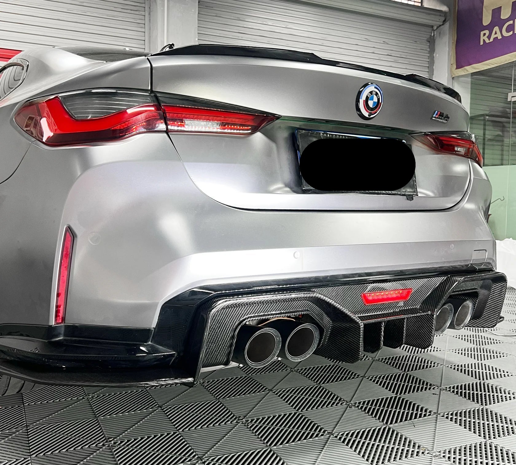 Carbon Fiber Diffuser w/ LED Light AD Style - BMW G80/G81/G82/G83 M3 M4