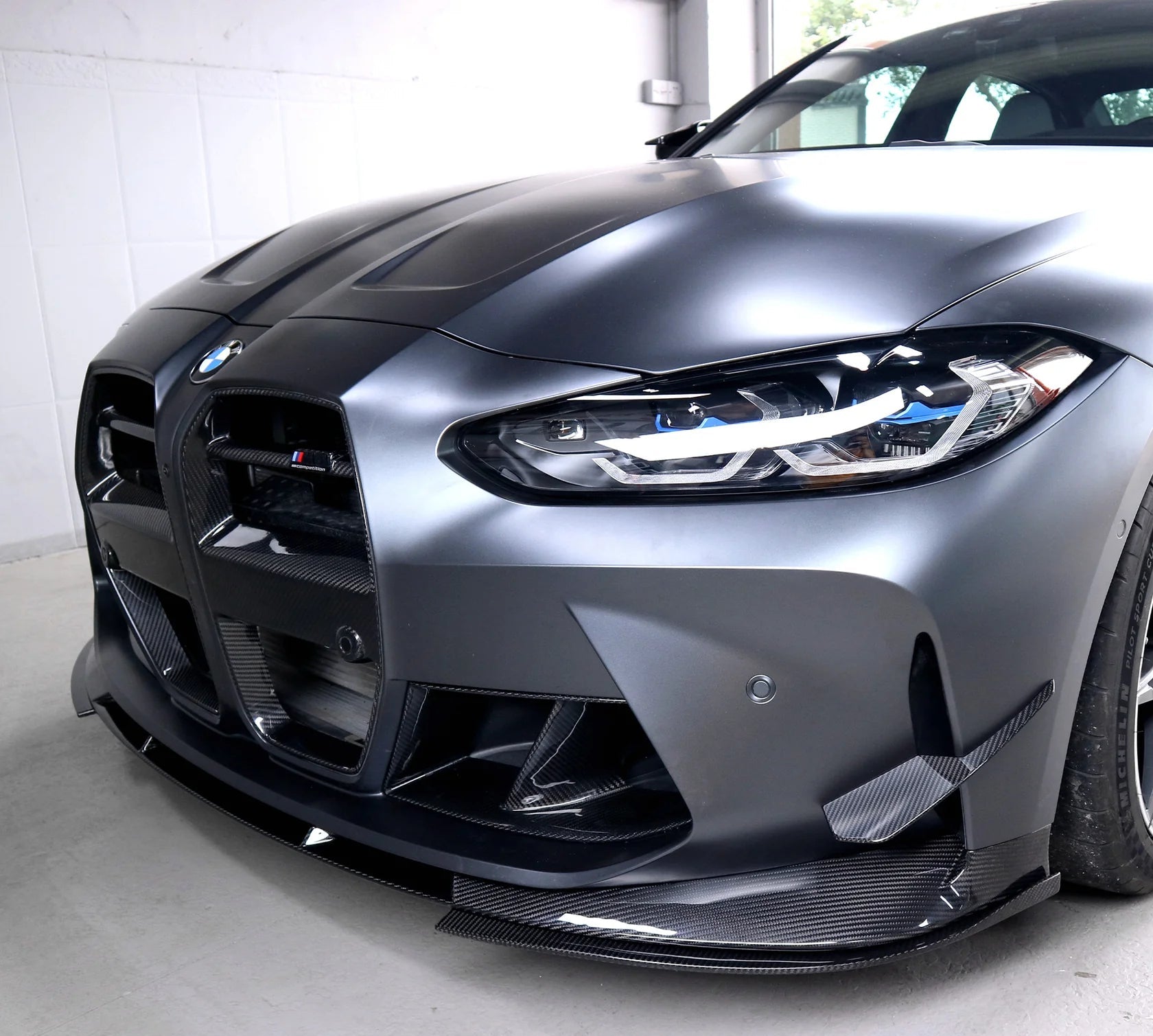 3D Style Dry Carbon Fiber Front Lip w/ Installed by OEM Mounting points - BMW G80 M3 & G82 / G83 M4