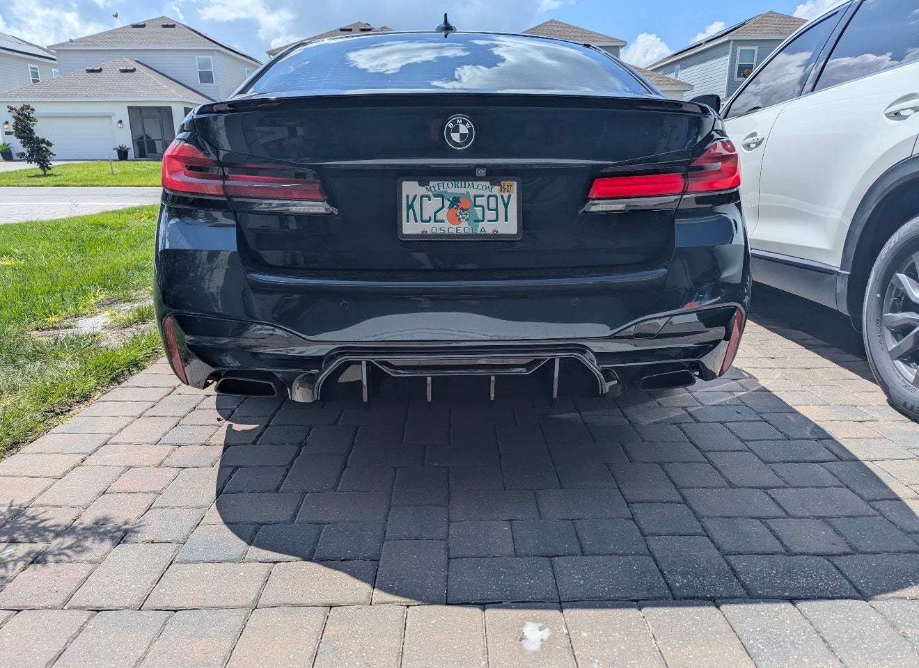 Gloss Black Rear Bumper Diffuser M Competition style - 17-23 BMW G30 5 Series