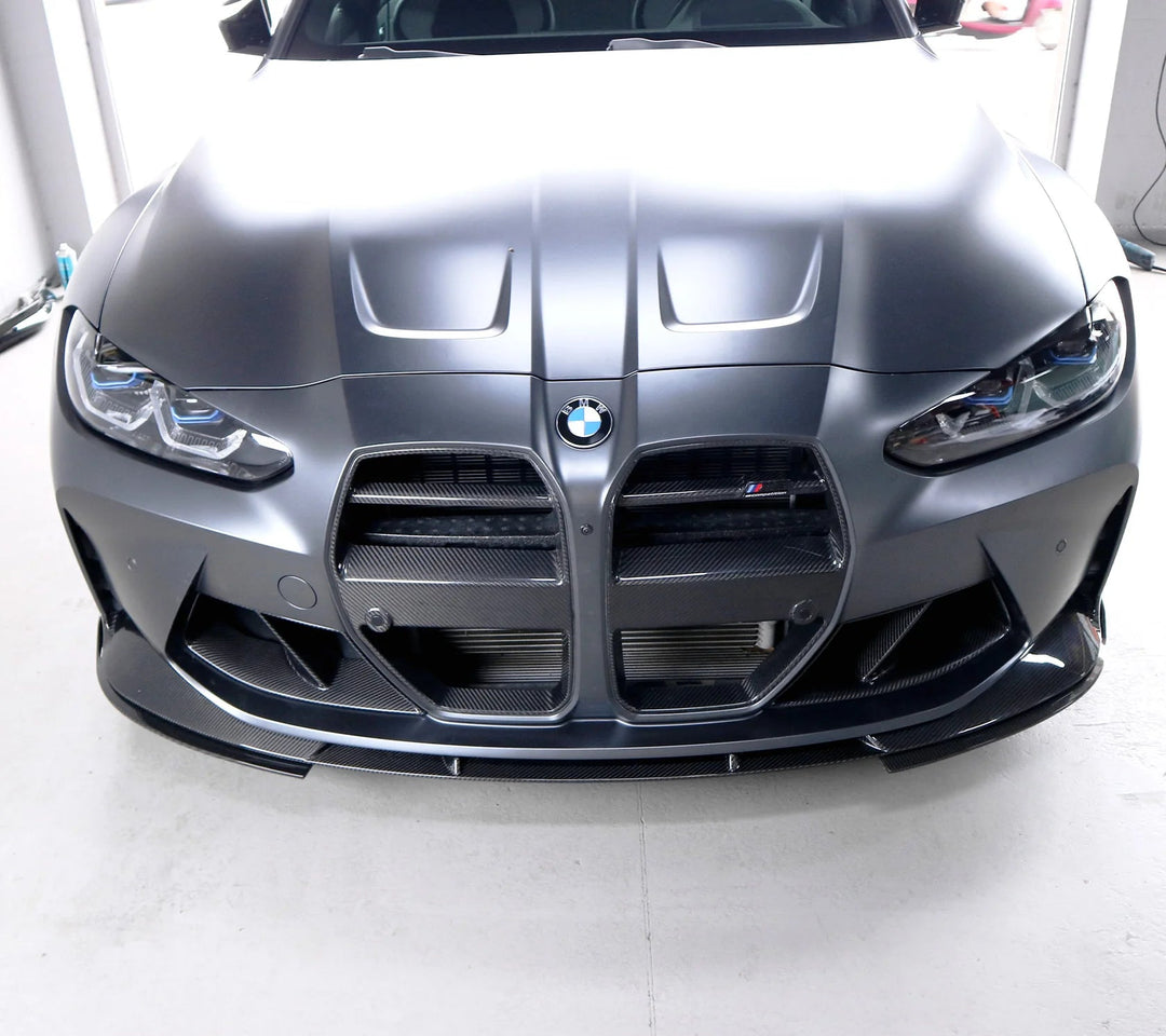 3D Style Dry Carbon Fiber Front Lip w/ Installed by OEM Mounting points - BMW G80 M3 & G82 / G83 M4