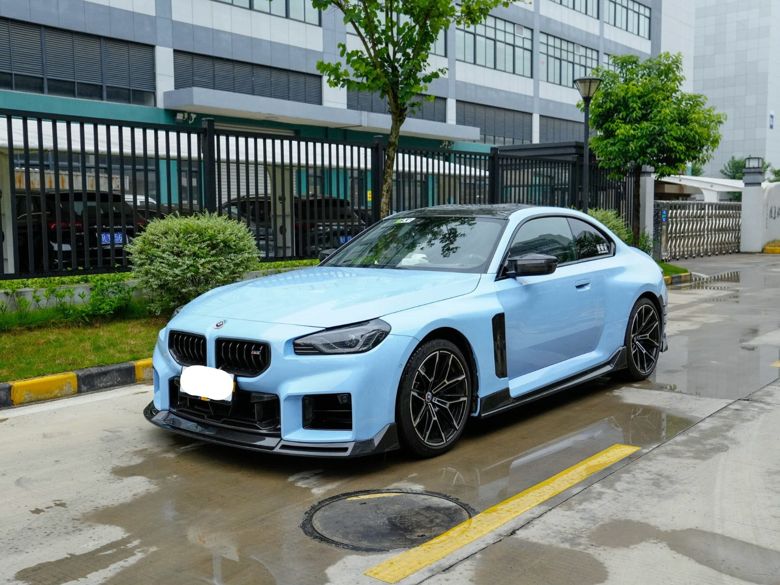 Prepreg Carbon Fiber V Style Front Fender w/ Side Skirt Set - BMW G87 M2