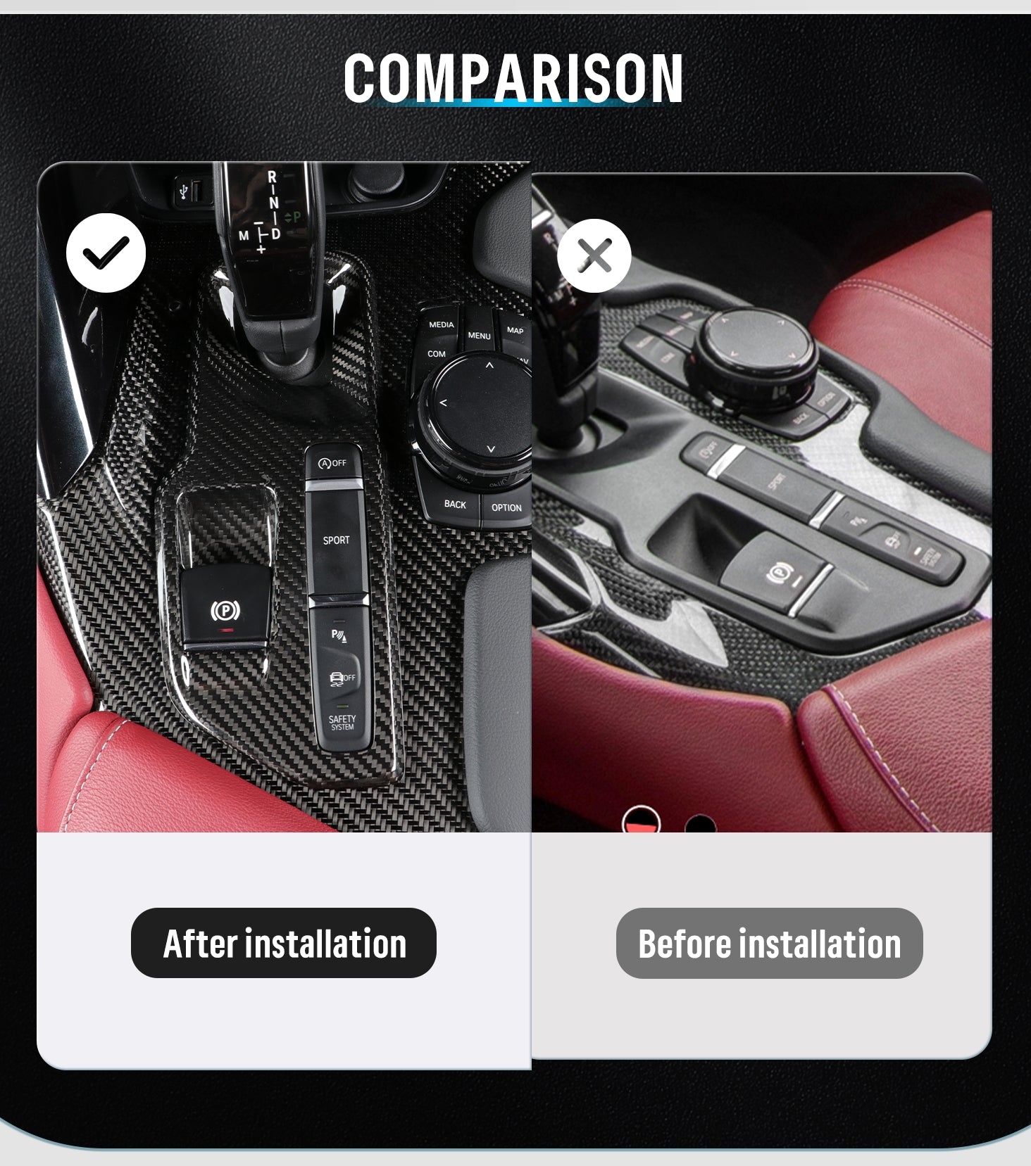 Carbon Fiber Gear Shift Panel Trim Gloss - Toyota Supra A90 MK5