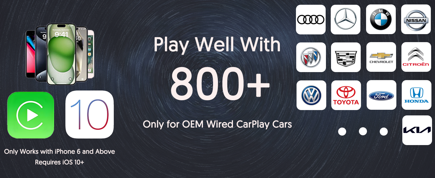 WireLess Apple Carplay & Android Carplay Auto Plug Smart Box USB&Type-c Adapter - Universal