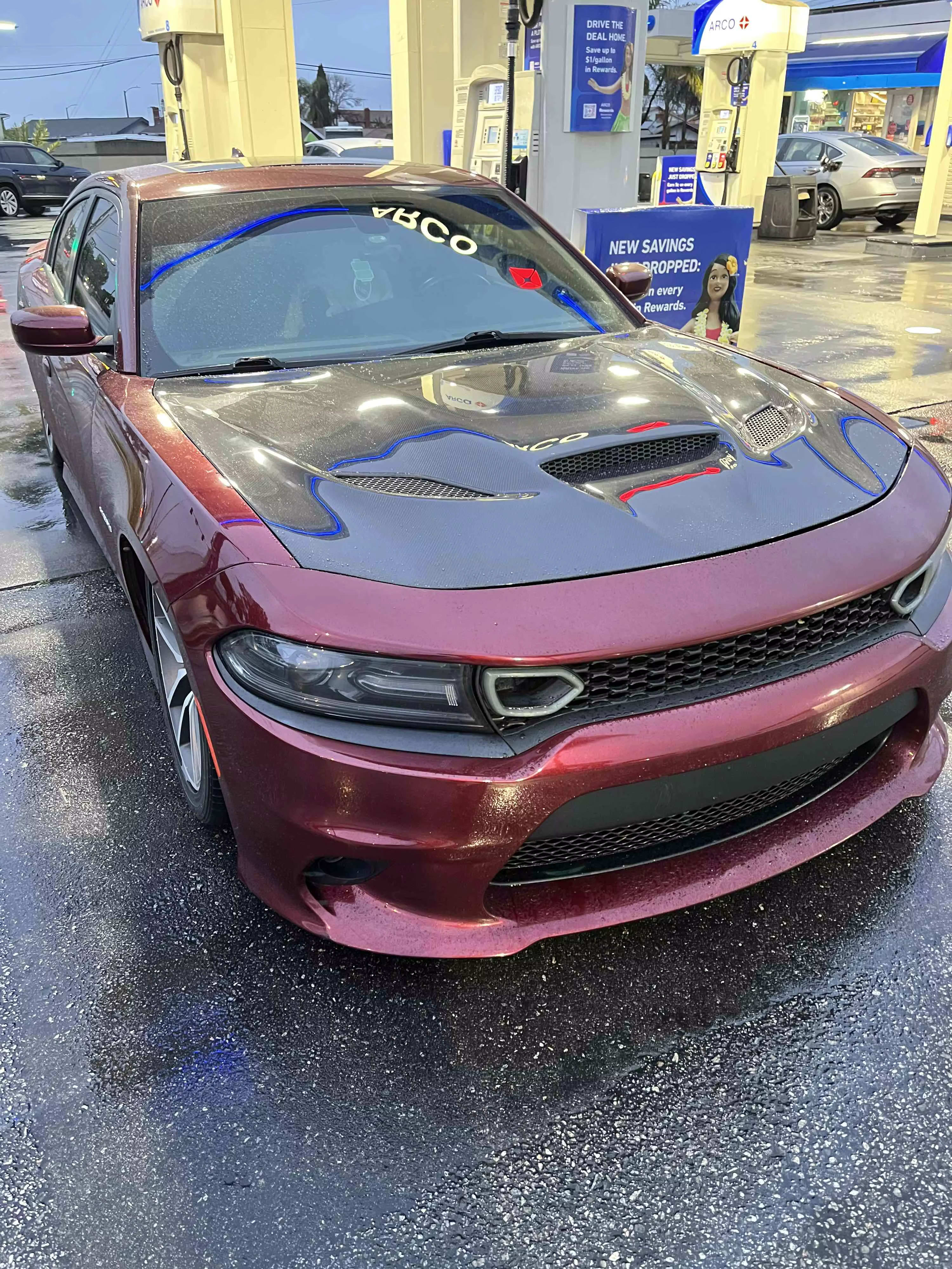 Hell Cat Style Carbon Fiber Hood - 2015-21 Dodge Charger