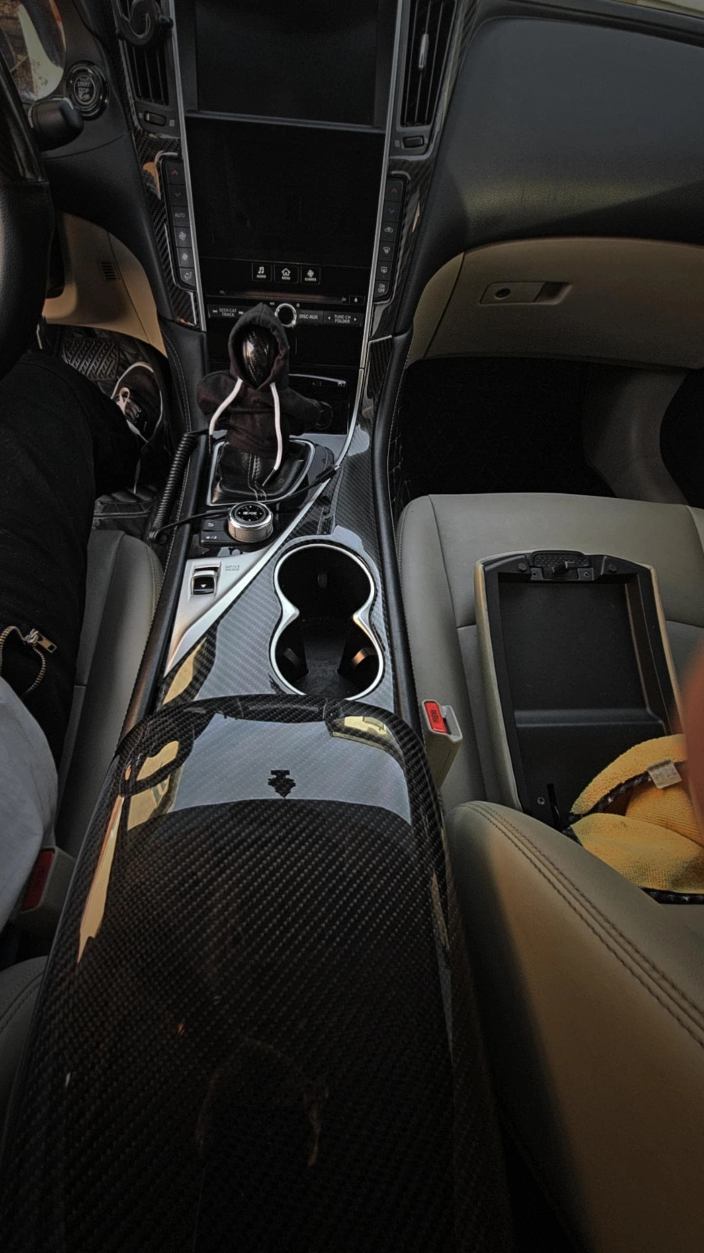 Infiniti Q50 / Q60 Carbon Fiber Replacement Armrest Cover