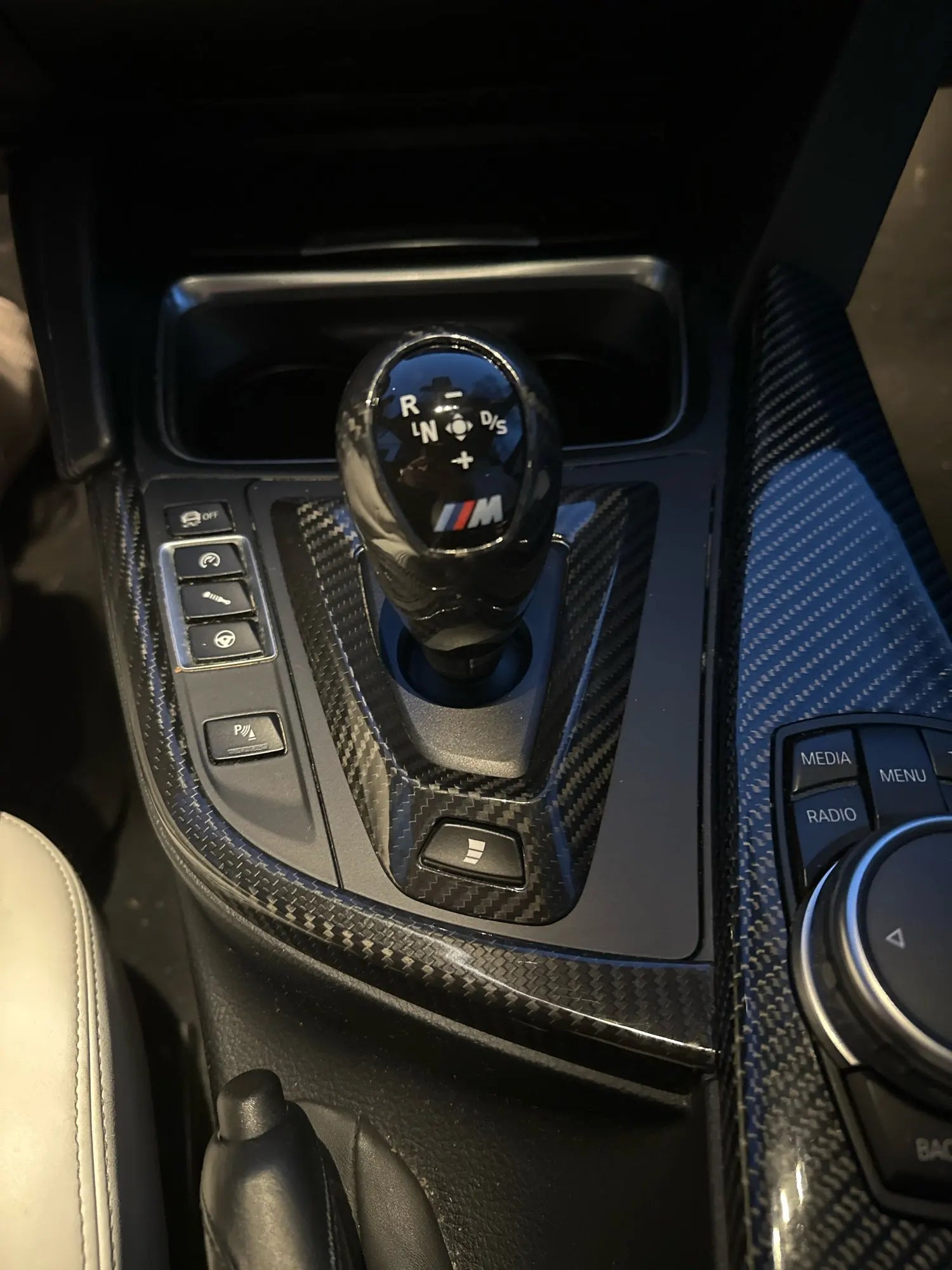 Carbon Fiber Shifter Gear Shift Knob Head Cover 2pc set- BMW M F Chassis