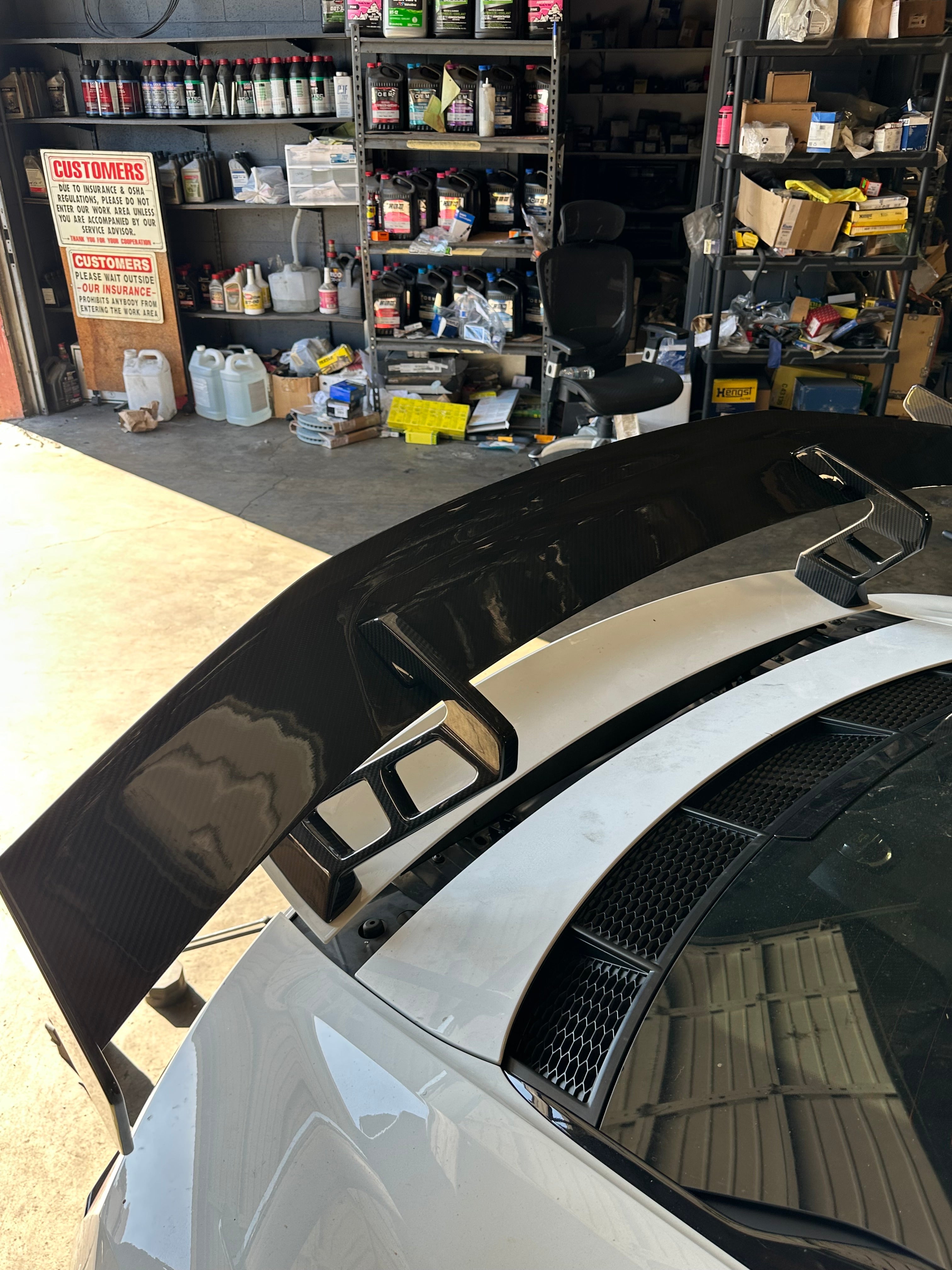 prepreg Carbon Fiber Performance Style V2 Rear High Rise Wing - Audi R8 V10 Gen 2