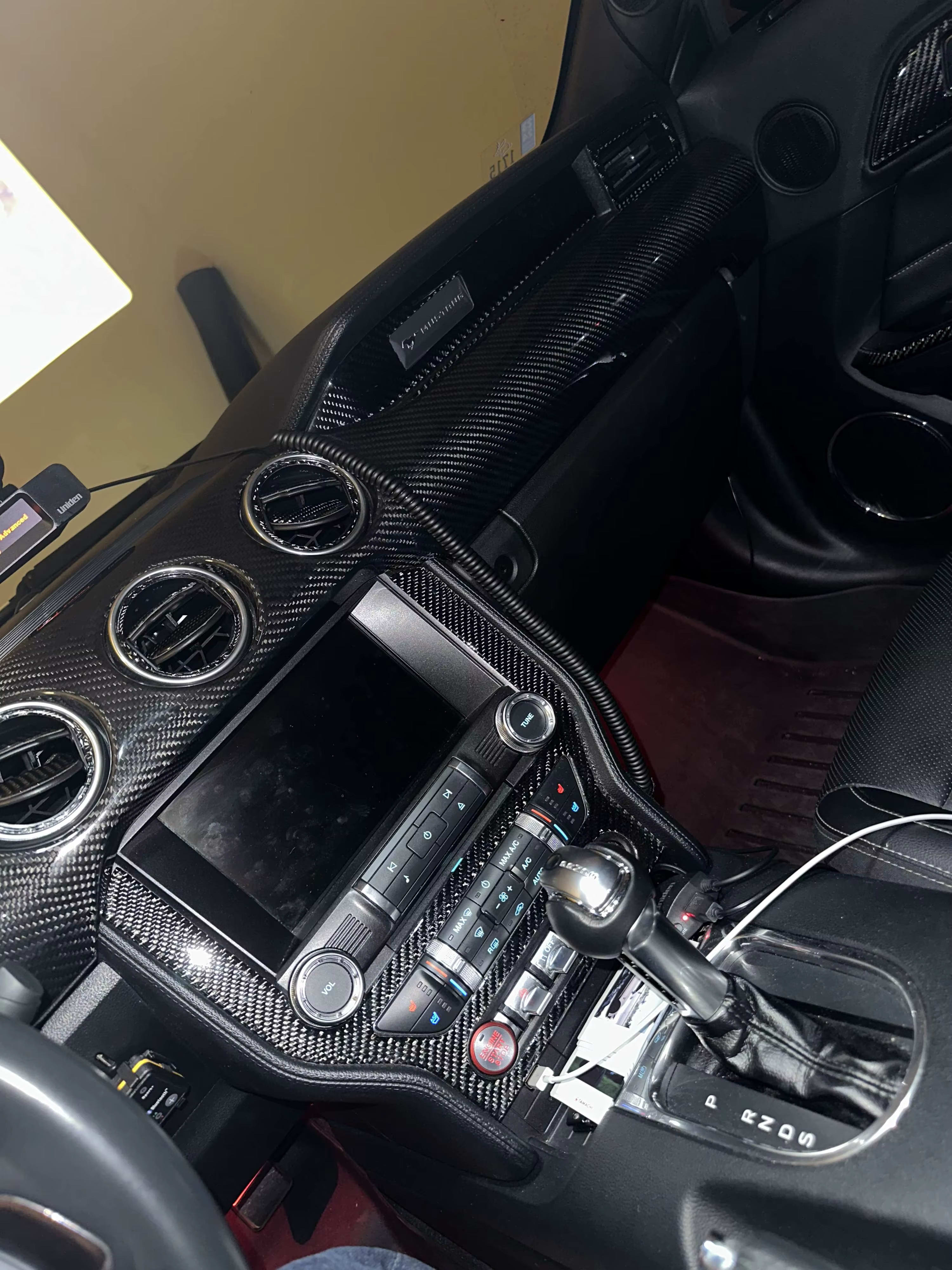 Carbon Fiber DashBoard Center Trim Cover - Mustang 2015-2023