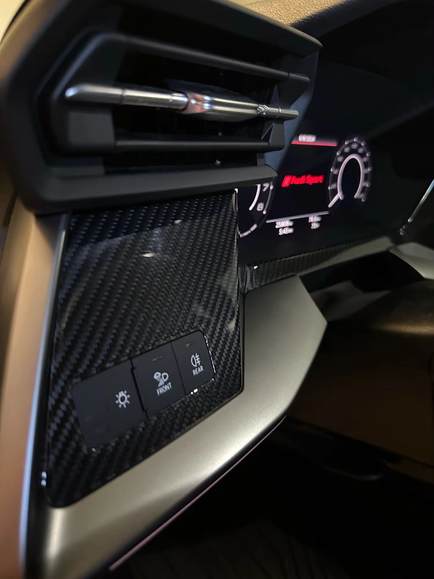 Carbon fiber Dashboard Center Console Panel Cover Trim - Audi RS3 S3 A3 8Y 2020-2022