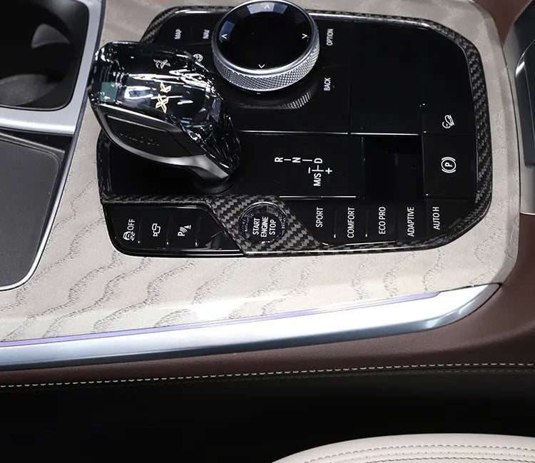Carbon Fiber Interior Gear Shift Panel Trim - BMW 3/4/8 Series X3 X5 X6 X7 2019-2022