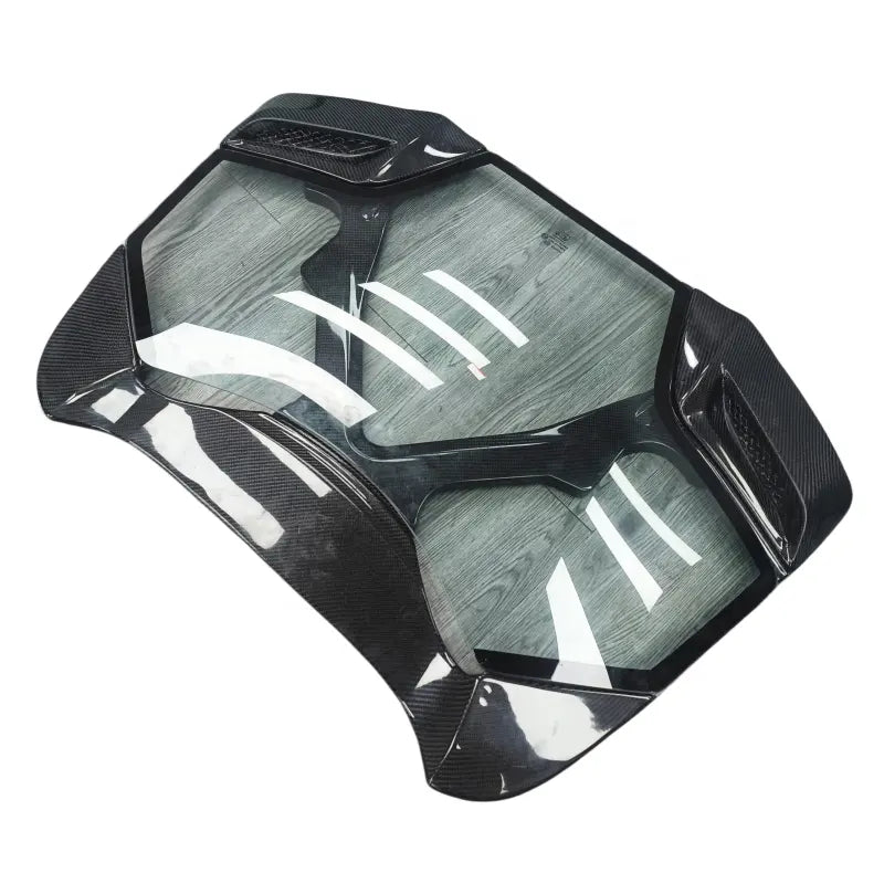 Carbon Fiber Rear Engine Bonnet cover w/ Transparent Window - Ferrari 488 Spyder