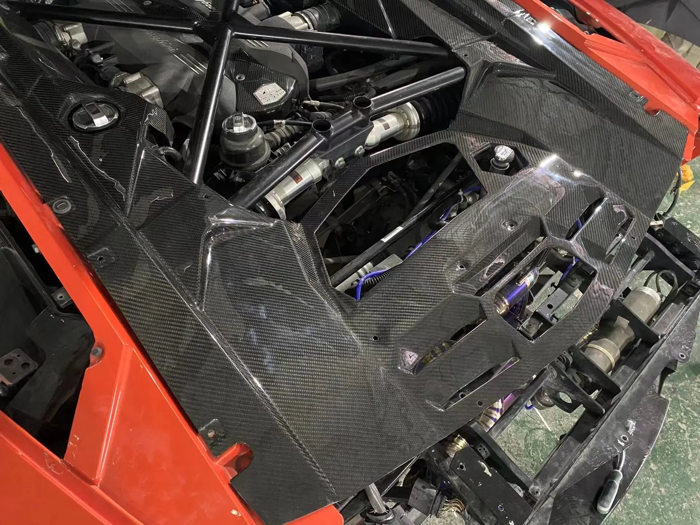 Dry Carbon Fiber Full Engine Bay Cover Set - Lamborghini Aventador LP700/720/750