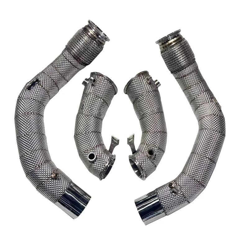 2020+ BMW F95 X5M F96 X6M S63R Stainless Steel Heat Shielded Performance Catless Exhaust Downpipes