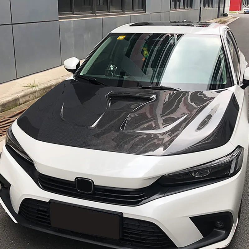 Carbon Fiber Engine Bonnet Vented Hood V2 - Honda Civic 11th Gen