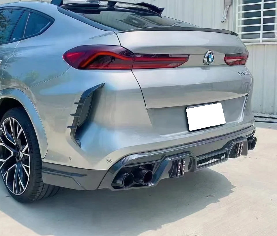 Carbon Fiber Rear Bumper Fog Light Cover Trim - BMW X6M F96 20-25