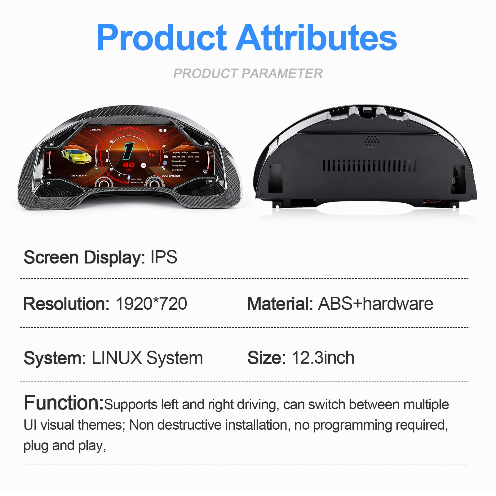Carbon Fiber LCD Digital Cluster Lamborghini Gallardo 2004-2015