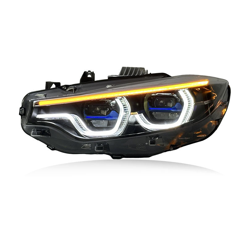 IKON Style Plug N Play Headlights V3 Switchable WHITE/YELLOW/AMBER DRL Upgrade - BMW F32 F33 F36 4 Series F80 F82 M3 M4