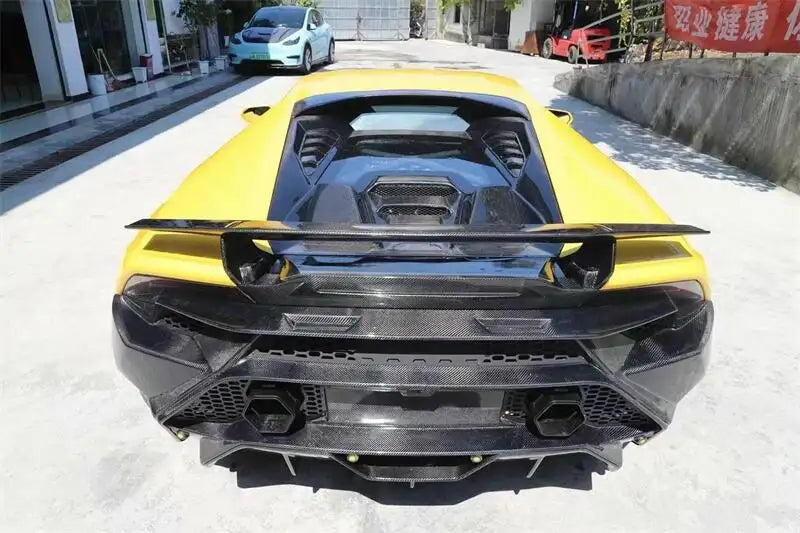 Tecnica Style Carbon Fiber Rear Bumper w/ Exhaust - Huracan LP610 LP580 EVO