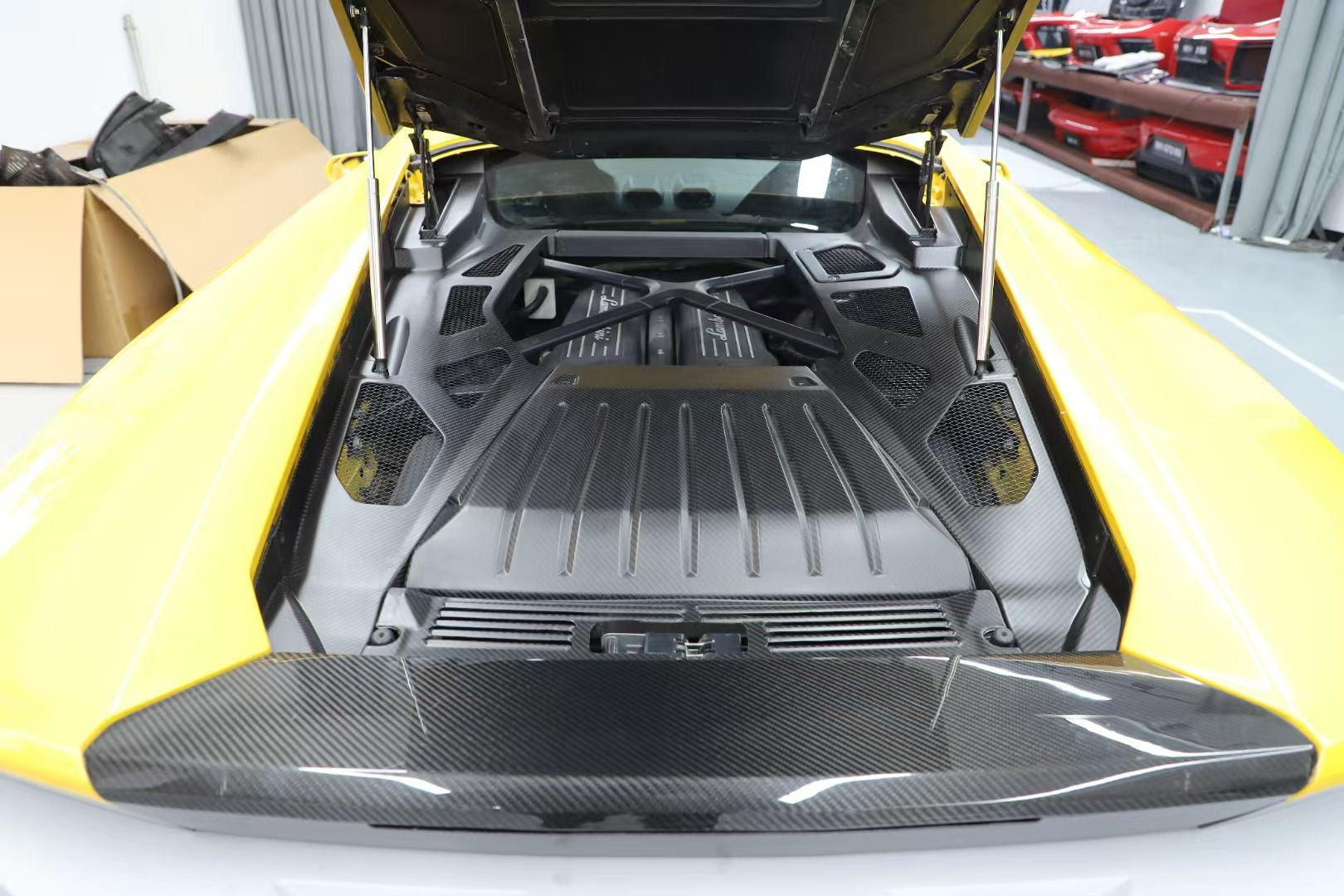 Carbon Fiber Engine Bay Cover Interior Trim - Lamborghini Huracan EVO