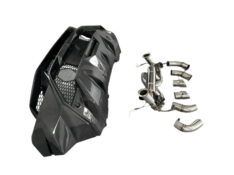 Tecnica Style Carbon Fiber Rear Bumper w/ Exhaust - Huracan LP610 LP580 EVO