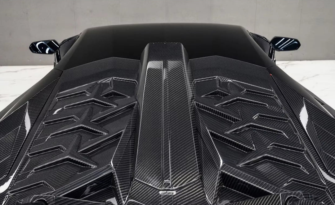 Carbon Fiber SVY Style Rear Wing with Engine Hood - 2011-2021 Aventador LP700 LP740 LP750 Coupe