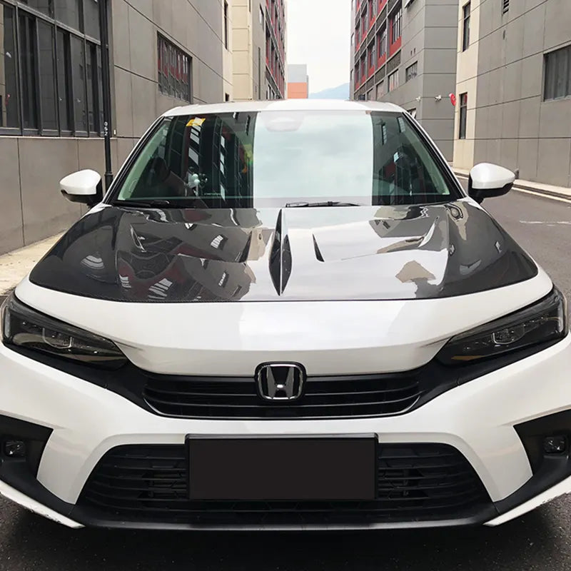 Carbon Fiber Front Engine Bonnet Vented Hood V1 - Honda Civic 11th Gen 2022-2024
