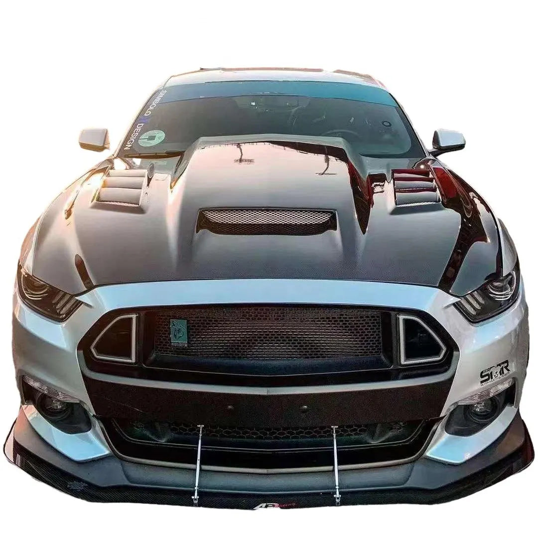 Carbon Fiber Front Vented Engine Bonnet Hood V2 -  Ford Mustang 2015 - 2017