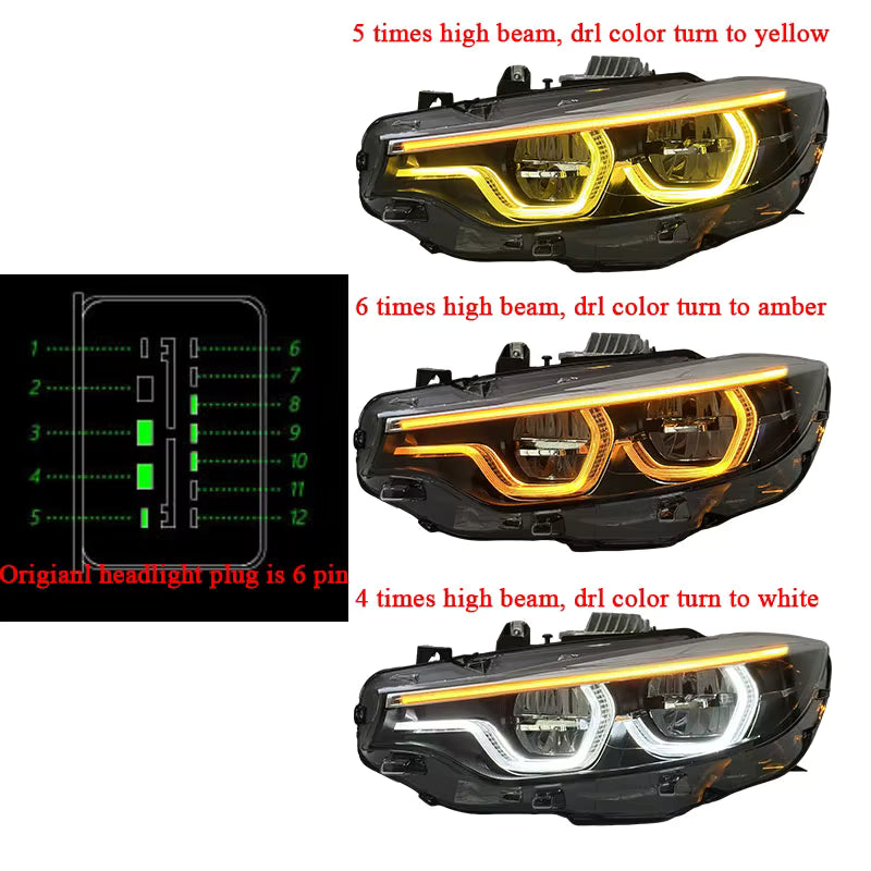 F8X Yellow/White/ Amber Switchable IKON PLUG N PLAY DRL Headlights - F80 M3 F82 F83 M4