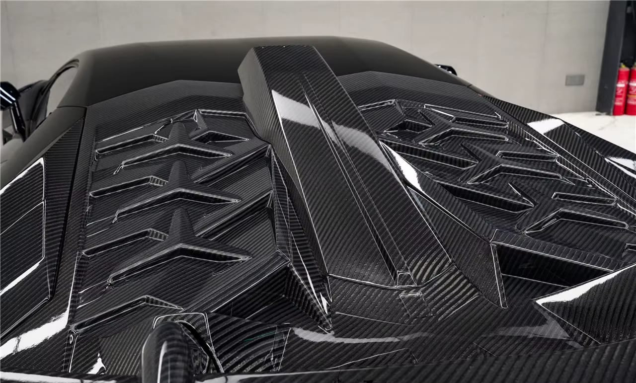 Carbon Fiber SVY Style Rear Wing with Engine Hood - 2011-2021 Aventador LP700 LP740 LP750 Coupe