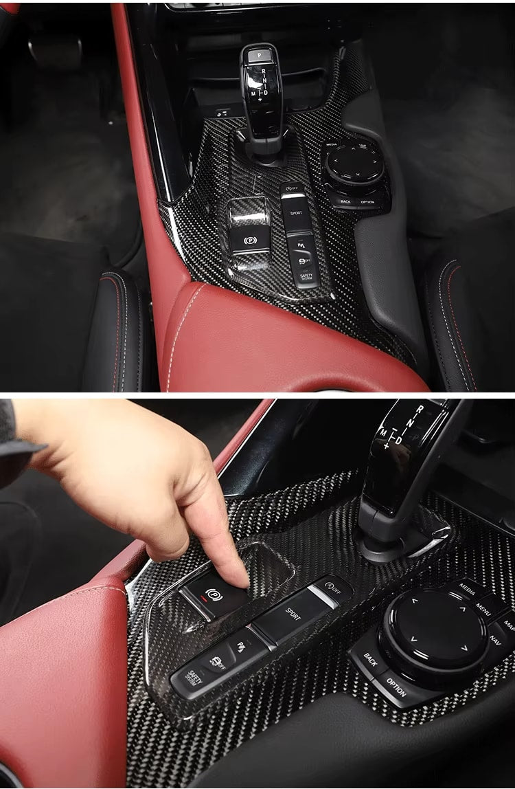 Carbon Fiber Center Control Gear Shift Button Panel Cover - Toyota GR Supra A90 2019+