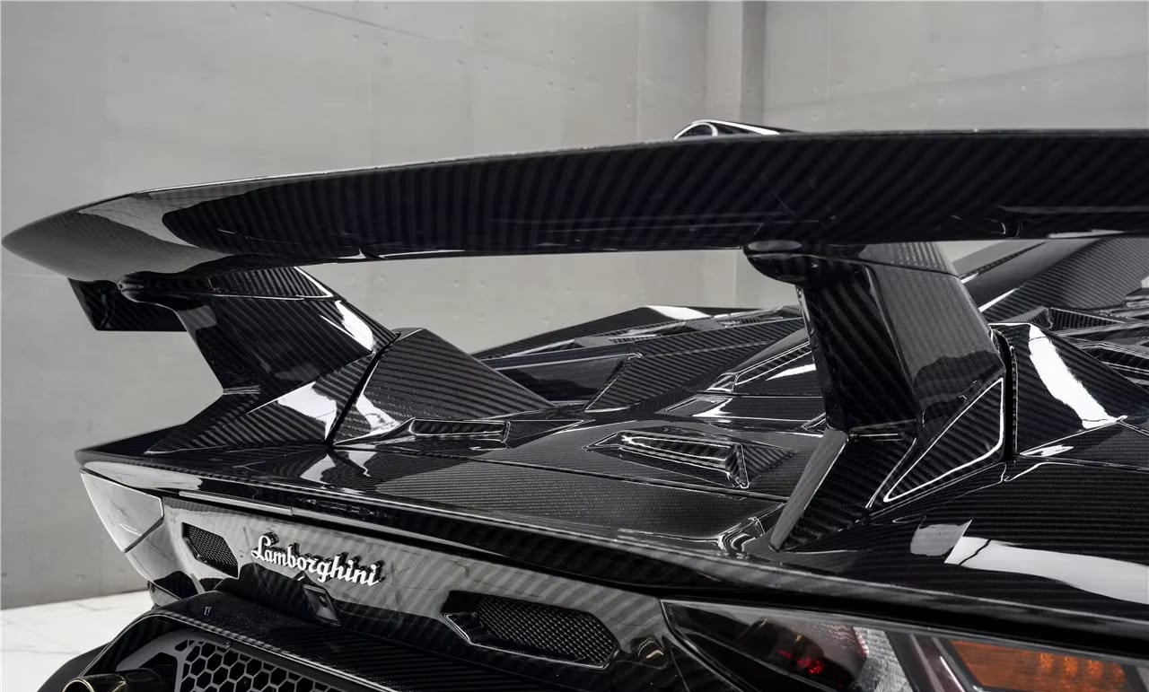 Carbon Fiber SVY Style Rear Wing with Engine Hood - 2011-2021 Aventador LP700 LP740 LP750 Coupe