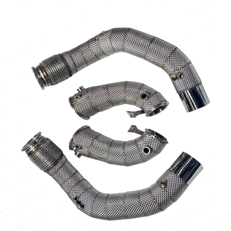 2020+ BMW F95 X5M F96 X6M S63R Stainless Steel Heat Shielded Performance Catless Exhaust Downpipes