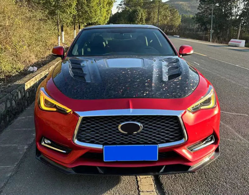 Carbon Fiber Front Vented Engine Hood w/ Transparent window - Infiniti Q60