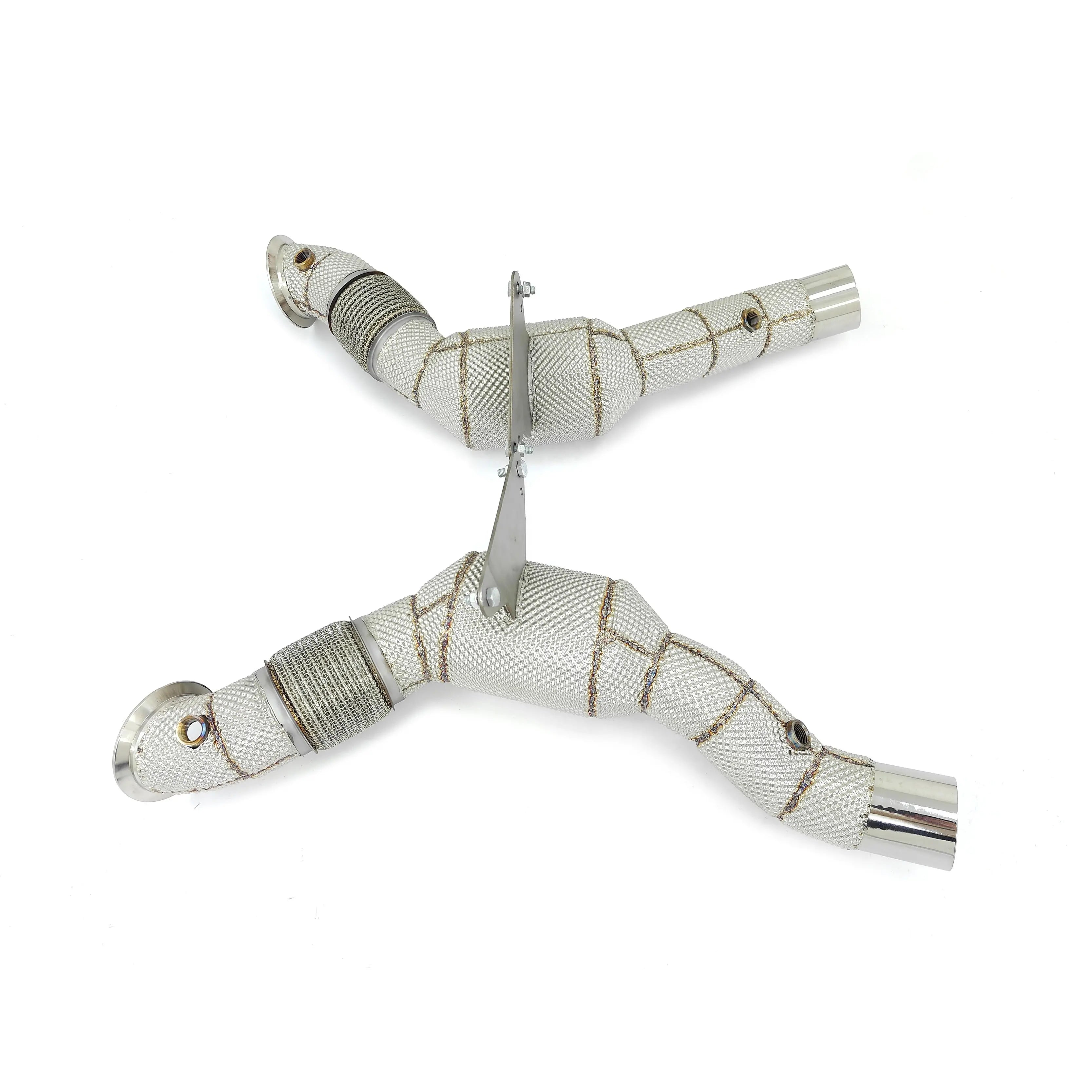 Cat Less Downpipes W/ Heat Shield - Ferrari 488