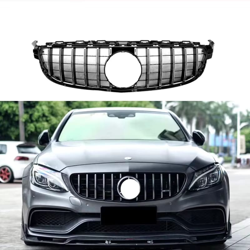Gloss Black C63 AMG Style Front Grille - 2019-2021 Mercedes Benz C-Class W205 C43