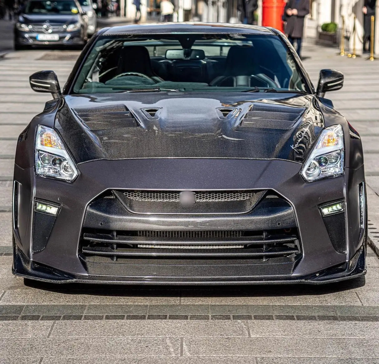 Top Secret Style Half Carbon Front Bumper - Nissan GT R35