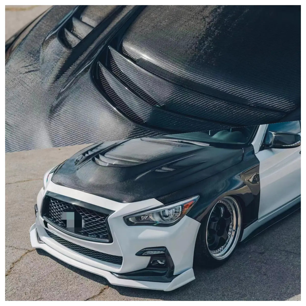 Vented Carbon Fiber Engine Hood - Infiniti Q50