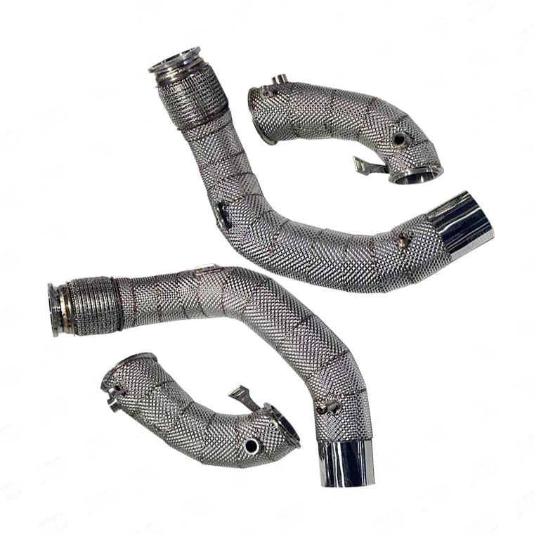 2020+ BMW F95 X5M F96 X6M S63R Stainless Steel Heat Shielded Performance Catless Exhaust Downpipes