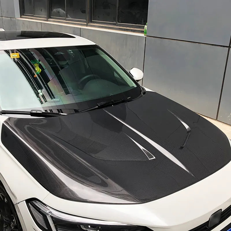 Carbon Fiber Front Engine Bonnet Vented Hood V1 - Honda Civic 11th Gen 2022-2024