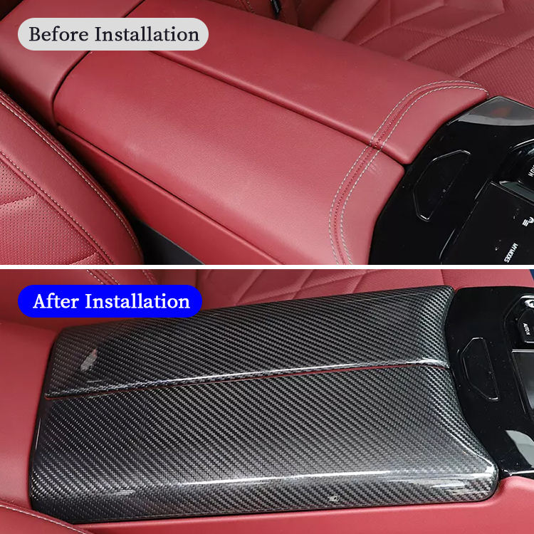 Carbon Fiber Center Console Armrest Box Panel Cover - BMW 5 Series G60