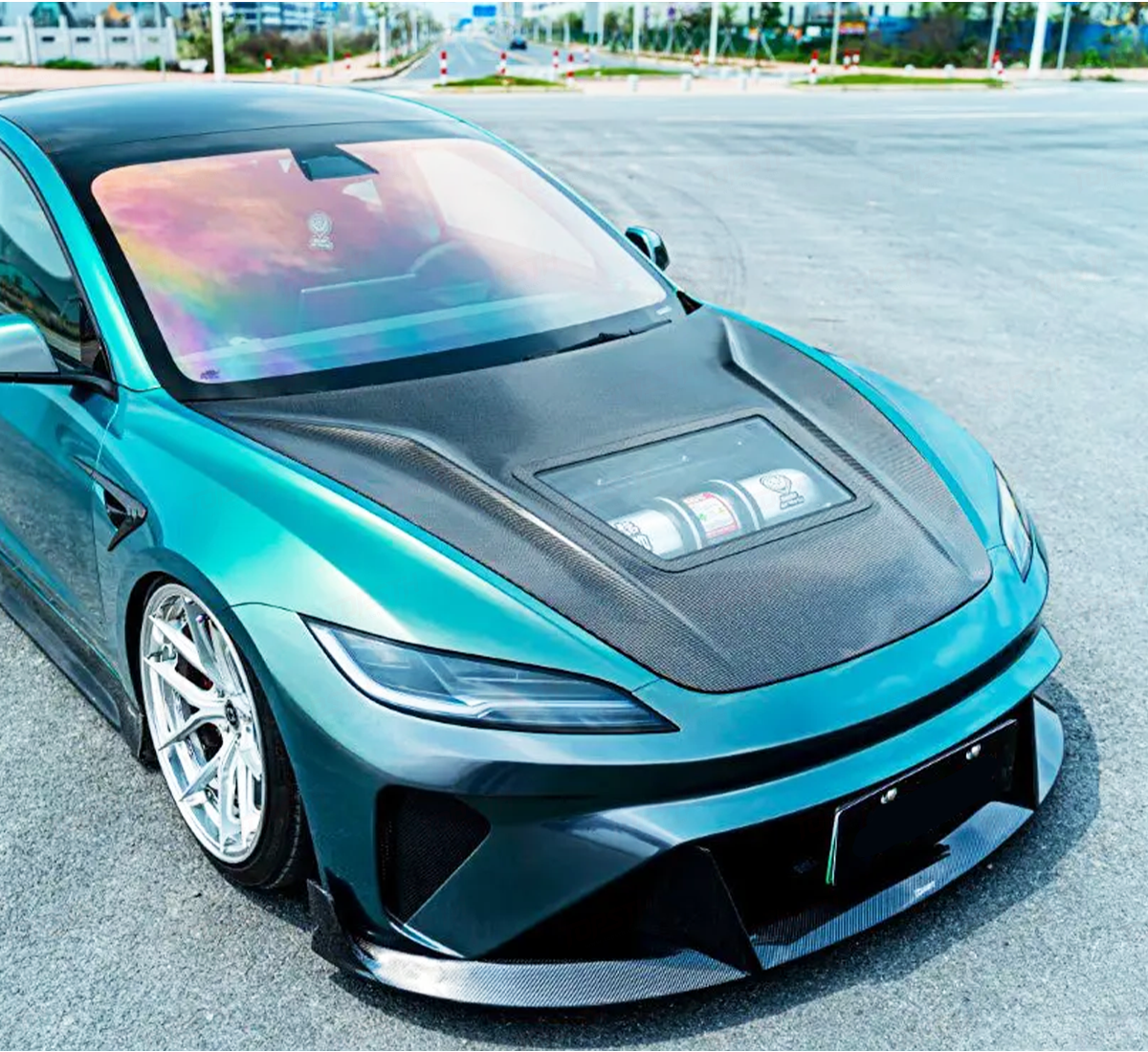 Carbon Fiber Hood w/ Transparent Window -  2024+ Tesla Model 3