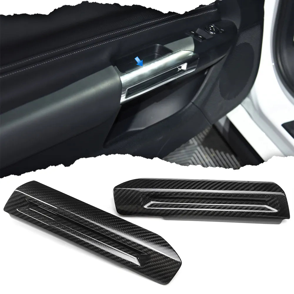 Prepreg Carbon Fiber Inner Door Armrest Handle Cover Trim - Ford Mustang S650 GT V8 Dark Horse Ecoboost 2024+