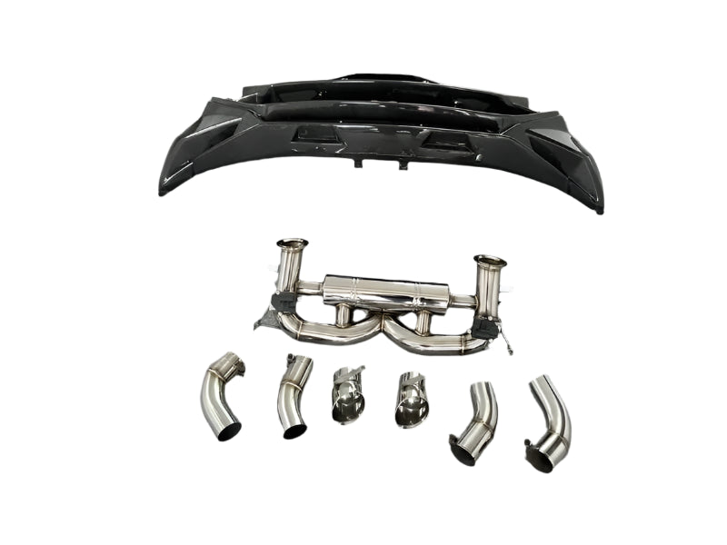 Tecnica Style Carbon Fiber Rear Bumper w/ Exhaust - Huracan LP610 LP580 EVO
